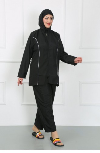 Akbeniz Plus Size Hijab Großer Badeanzug Schwarz 44010 4620