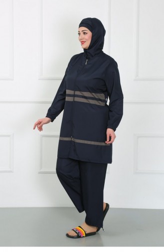 Akbeniz Plus Size Hijab-badpak Marineblauw 44020 4630