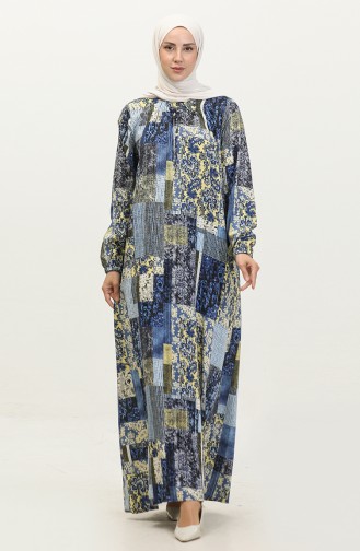 Großes Viskose-Hijab-Kleid Für Damen 8408 Indigo 8408.İndigo