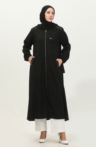 Women`s Large Size Hooded Winter Cape Coat 5150 Black 5150.siyah