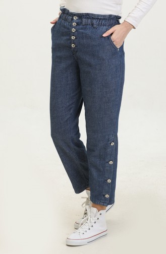 Buttoned Mom Jeans 3100131-02 Navy Blue 3100131-02