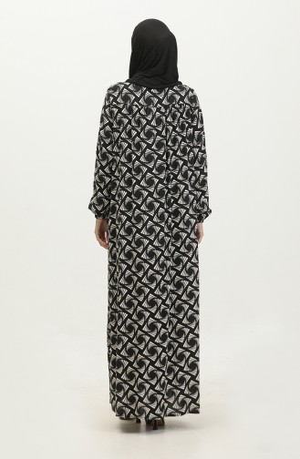 فستان فيسكوز مُطبع بمقاسات كبيرة 44852N-01 لون أسود 44852N-01