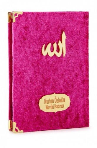 20 Pieces Economical Velvet Covered Yasin Book Bag Size Name Printed Plate Fuchsia Mevlid Gift 4897654300436 4897654300436
