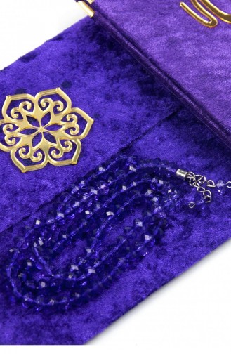 20 Pieces Of Velvet Covered Yasin Book Bag Size Personalized Plate Prayer Beads Pouch Boxed Purple Color Mevlit Gift 4897654301119 4897654301119