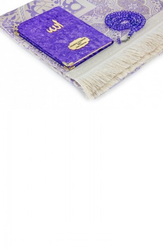 Velvet Yasin Book Bag Size Name Plate Prayer Rug With Prayer Beads Box Purple 4897654301350 4897654301350