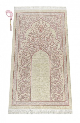 New Chenille Luxury Prayer Rug With Mihrab Dried Rose 4897654301419 4897654301419