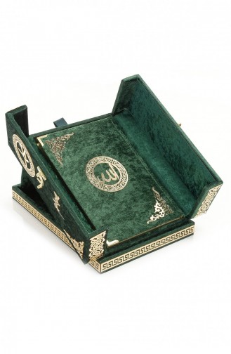 Table Top Quran Set With Double Covered Velvet Covered Chest Green 4897654302380 4897654302380