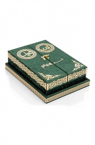 Table Top Quran Set With Double Covered Velvet Covered Chest Green 4897654302380 4897654302380
