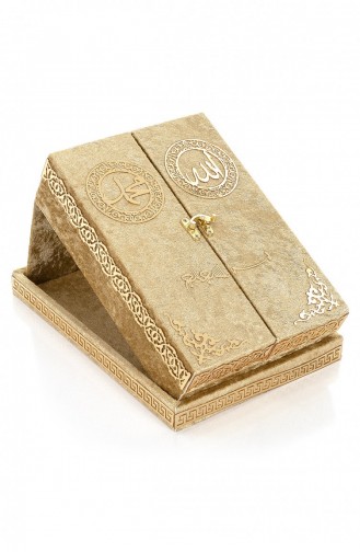 Table Top Quran Set With Double Covered Velvet Covered Chest Gold 4897654302381 4897654302381