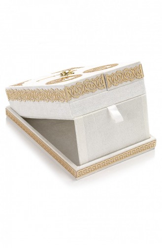 Table Top Quran Set With Double Covered Velvet Covered Chest White 4897654302383 4897654302383