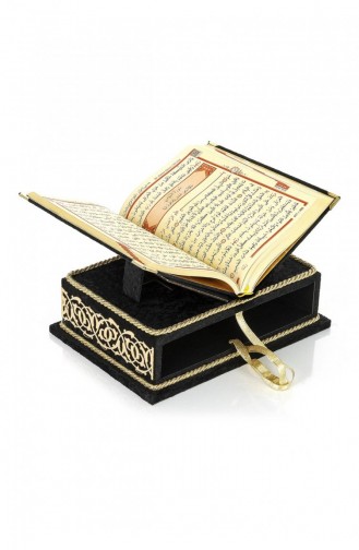 Quran Set With Table Top Rahle Velvet Covered Storage Rahiya Series Black 4897654302705 4897654302705