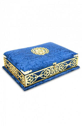 Dowry Velvet Covered Sponge Boxed Gift Quran Set Navy Blue 4897654302828 4897654302828