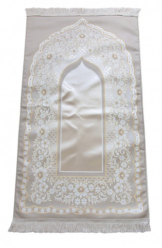 Luxury Mihrab Lined Prayer Rug Cream 4897654305563 4897654305563