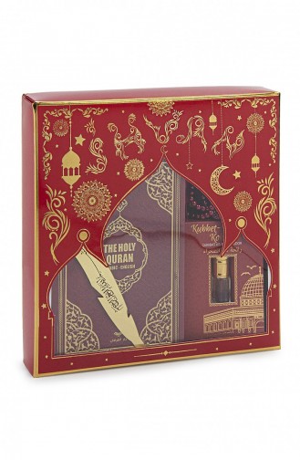 Quran With Medina Calligraphy With English Meaning And Prayer Mat Set Red 4897654306098 4897654306098