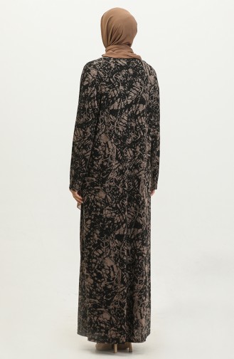 فستان فيسكوز بتصميم مُطبع بمقاسات كبيرة 4430O-01 لون أسود 4430O-01