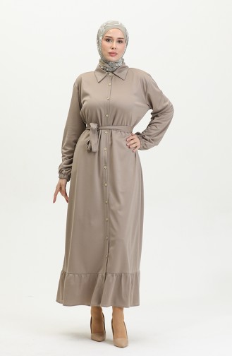 Robe Hijab Boutonnée 2021-02 Vison 2021-02