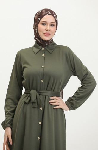 Robe Hijab Boutonnée 2021-05 Kaki 2021-05