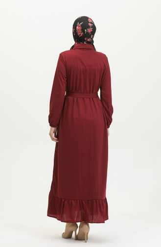 فستان بأزرار للمحجبات 2021-06  أحمر غامق 2021-06
