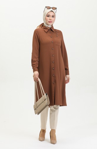Buttoned Tunic 1015-02 Brown 1015-02