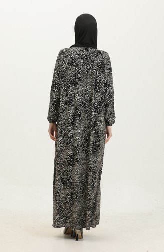 فستان فيسكوز مُطبع بمقاسات كبيرة 44852-01 لون أسود 44852-01
