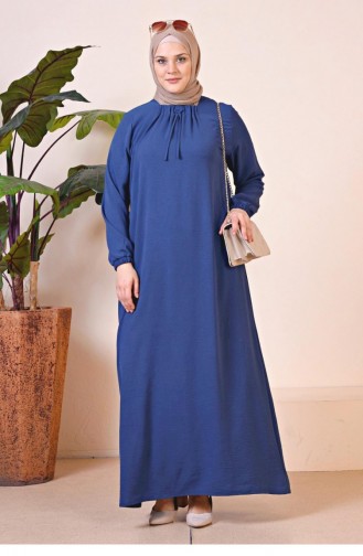 فستان أيروبين طويل للأم مقاس كبير للنساء 8408 1 أزرق داكن 8408-1.Lacivert