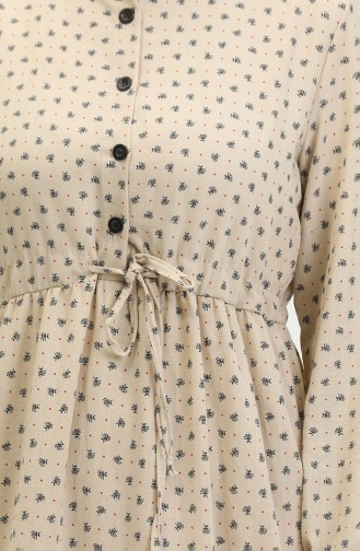 Half Button Patterned Dress 0387-04 Mink 0387-04