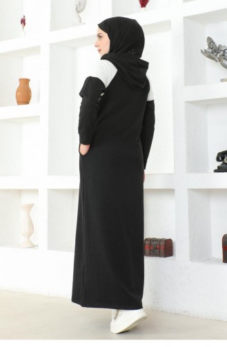 Robe Hijab Détaillée Aux épaules 2082Mg Noire 17016