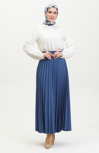 Pleated Crepe Skirt Blue 4339 1232