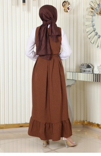 Pleated Skirt Belted Gilet Suit Tan 19221 15202