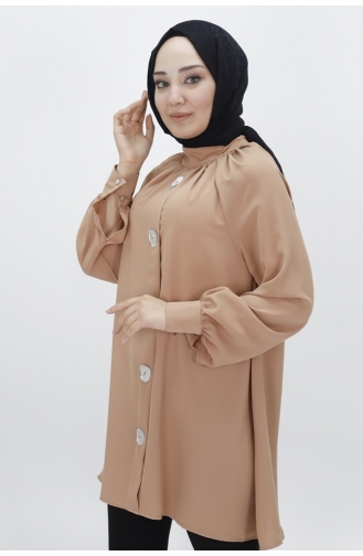 Jessica Stof Spiegelknop Gedetailleerde Hijab Tuniek 2420-01 Steen 2420-01