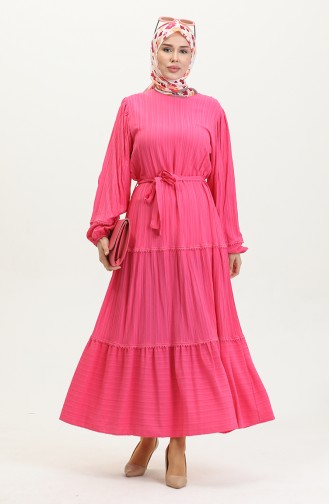 Spitzendetailliertes Plus-Size-Kleid Rosa 7835 1075