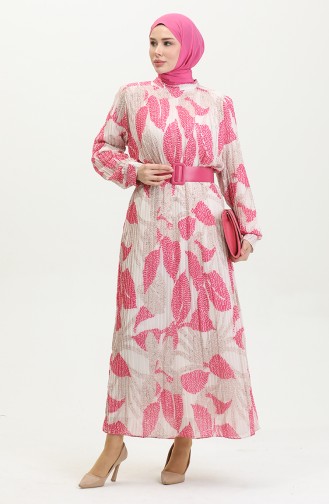Plissiertes Plus-Size-Kleid Rosa 7686 1185