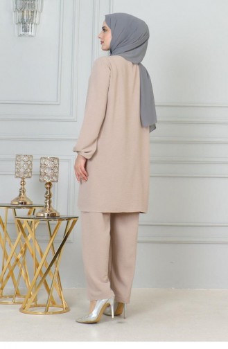 0070Mp Sequin Detailed Hijab Suit Mink 17059