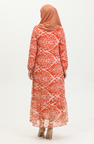 Plus Size Patterned Dress Orange 7820 1148