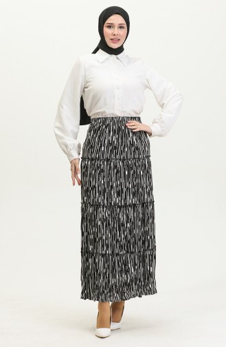 Almila Gypsy Viscose Skirt 3161-06 Black White 3161-06