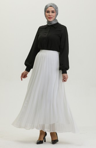 Plus Size Pleated Chiffon Skirt White 4325 1228
