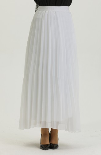 Plus Size Pleated Chiffon Skirt White 4325 1228
