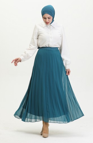 Plus Size Pleated Chiffon Skirt Blue 4325 1223