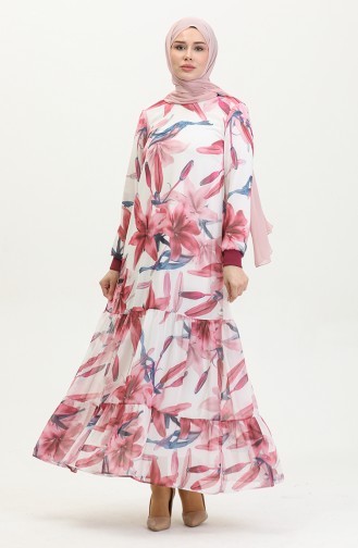 Plus Size Patterned Dress Pink 7834 1120