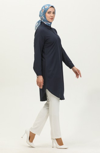 Buttoned Tunic 6122-03 Navy Blue 6122-03