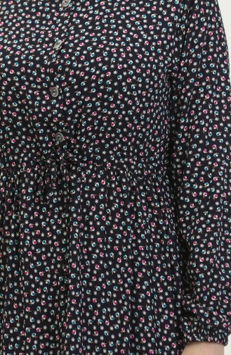 Viscose-jurk Met Patroon 0419-06 Marineblauw 0419-06