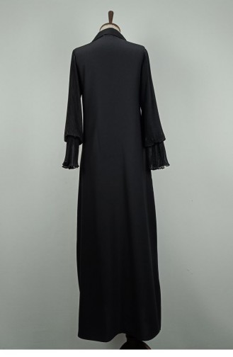 Büyük Beden Önden Taş Detaylı Elbise Siyah 7853