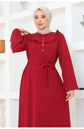 فستان ايروبين بتفاصيل من الورد 0072-01 لون خمري 0072-01