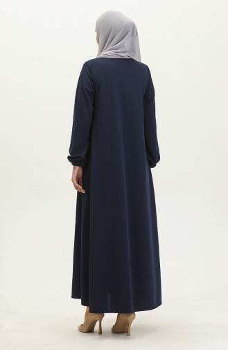 Dubbele Mevlana Abaya 2029-06 Marineblauw Met Ritssluiting 2029-06