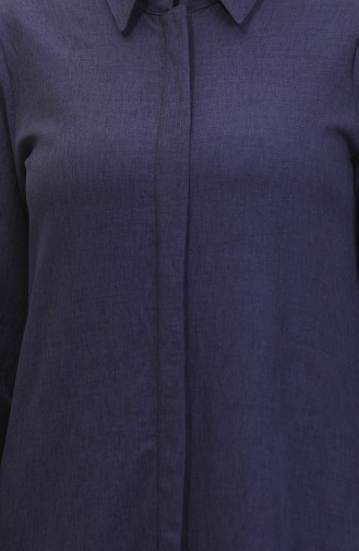 Shirt Collar Abaya 24019-05 Navy Blue 24019-05