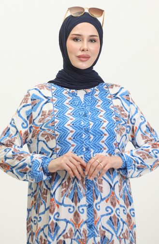 Kleid Mit Ethnischem Muster 4096-01 Blau 4096-01