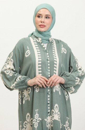 فستان بأكمام بالون 4091-03 أخضر 4091-03