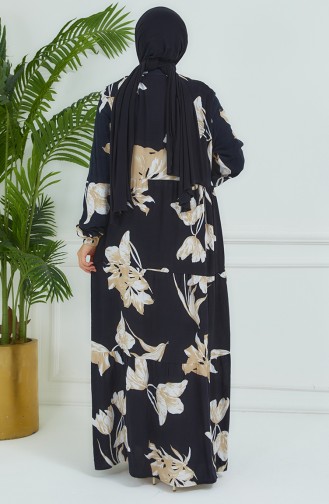 Flower Patterned Dress 4094-03 Black 4094-03
