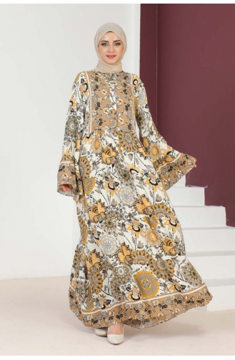 Wide Sleeve Hijab Dress 7113-02 Mink 7113-02