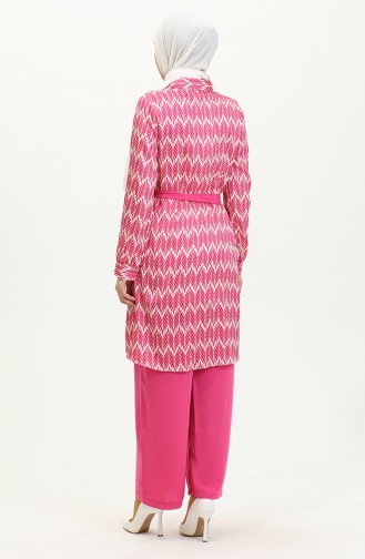 Belt Detailed Plus Size Suit Pink Tk206 1054